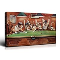 Amazon.co.jp: YONICA 壁 キャンバス 犬 立って遊ぶ ビリヤード